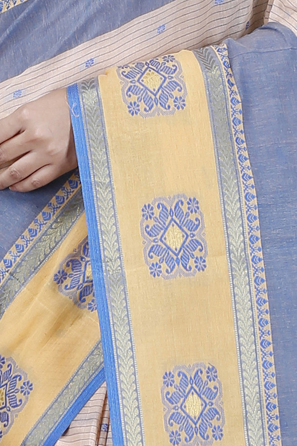 Off-White Pure Cotton Uma Tant Saree (1146)